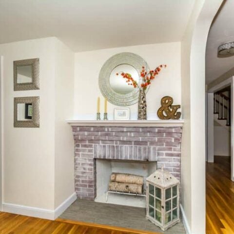 how to whitewash a brick fireplace