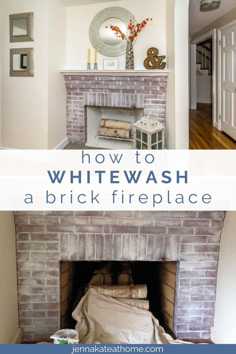 how to whitewash a brick fireplace