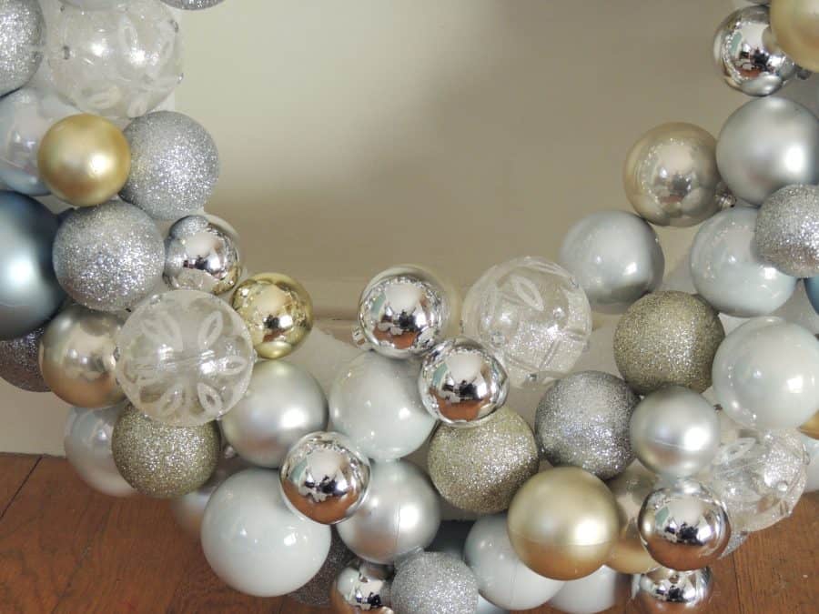 Once the Ornament wreath is mostly full, fill in any gaps with smaller ornaments