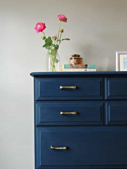 Beautiful Navy Bureau with Velvet Finishes Paint