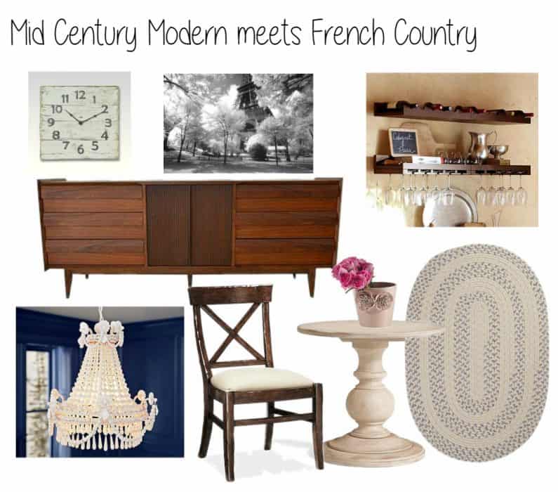 Mid century modern meets french country style - various decor elements of both styles