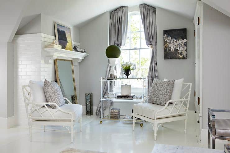 sitting room with gray owl walls