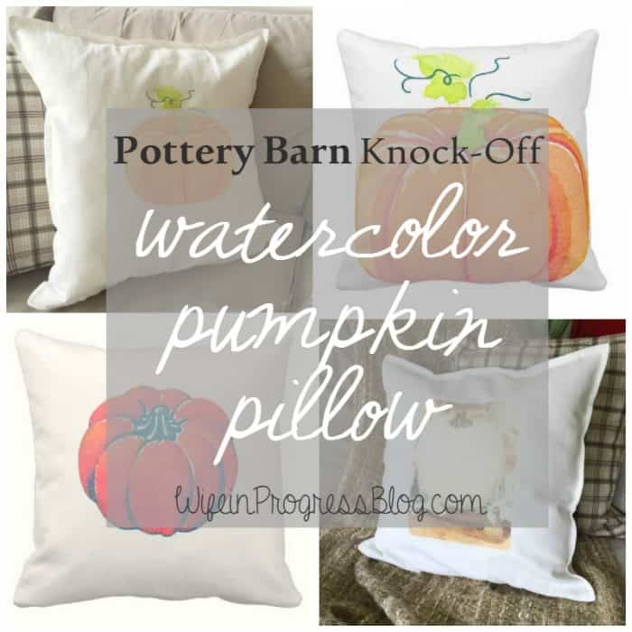 Pottery Barn Knock-Off: Watercolor pumpkin pillow, featuring four types of DIY pillows