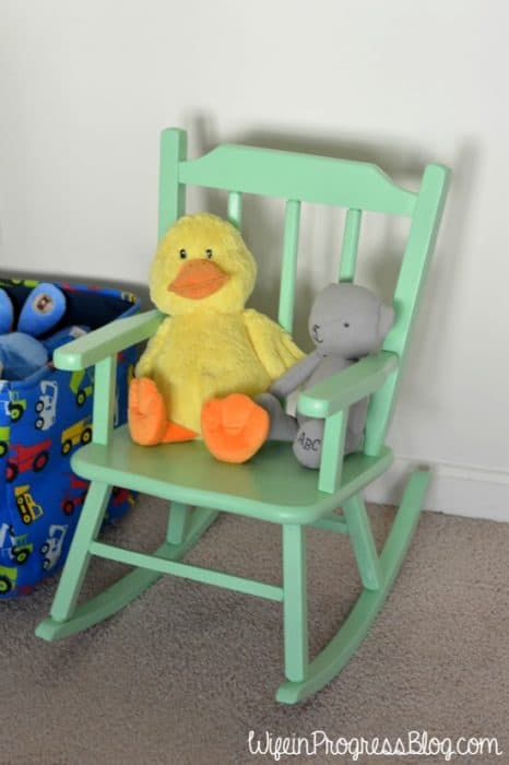 Mint Green Rocking Chair with Velvet Finishes Paint