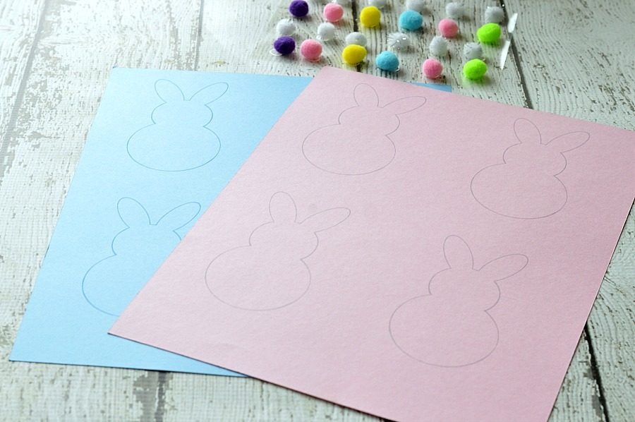 4 Easter bunny shapes printed onto card stock