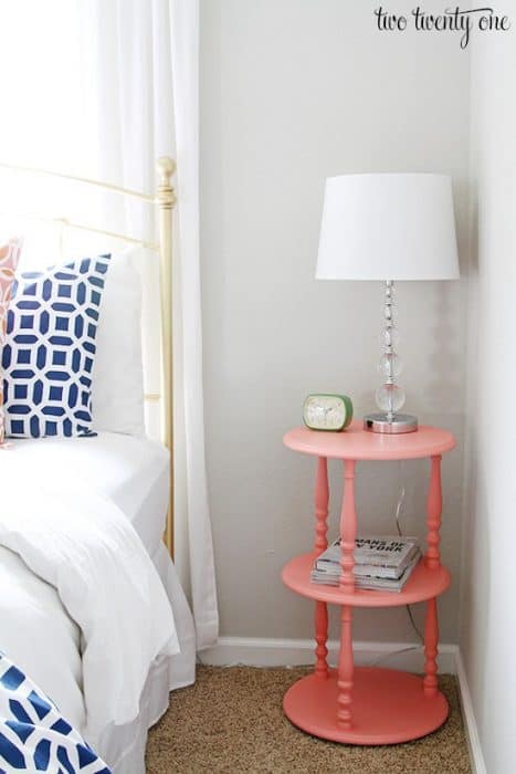 Repose Gray paired with coral in a bedroom
