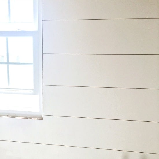 Painted shiplap from plywood in bathroom