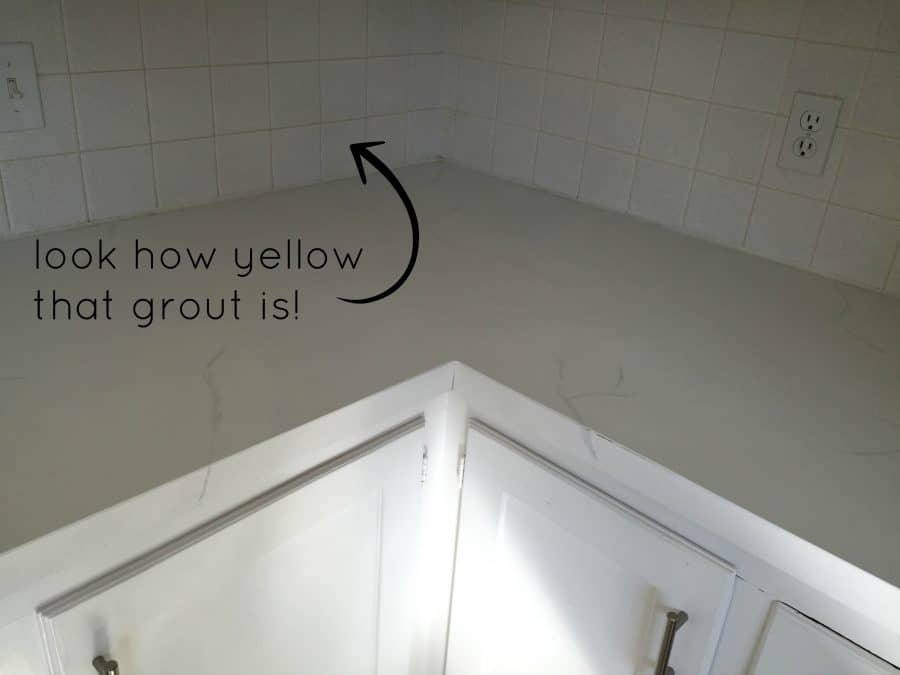 The old, yellow tile grout in my kitchen desperately needed to be restored