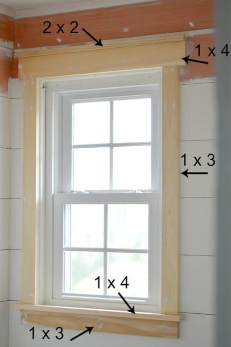 Updated window trim in a craftsman or farmhouse style 