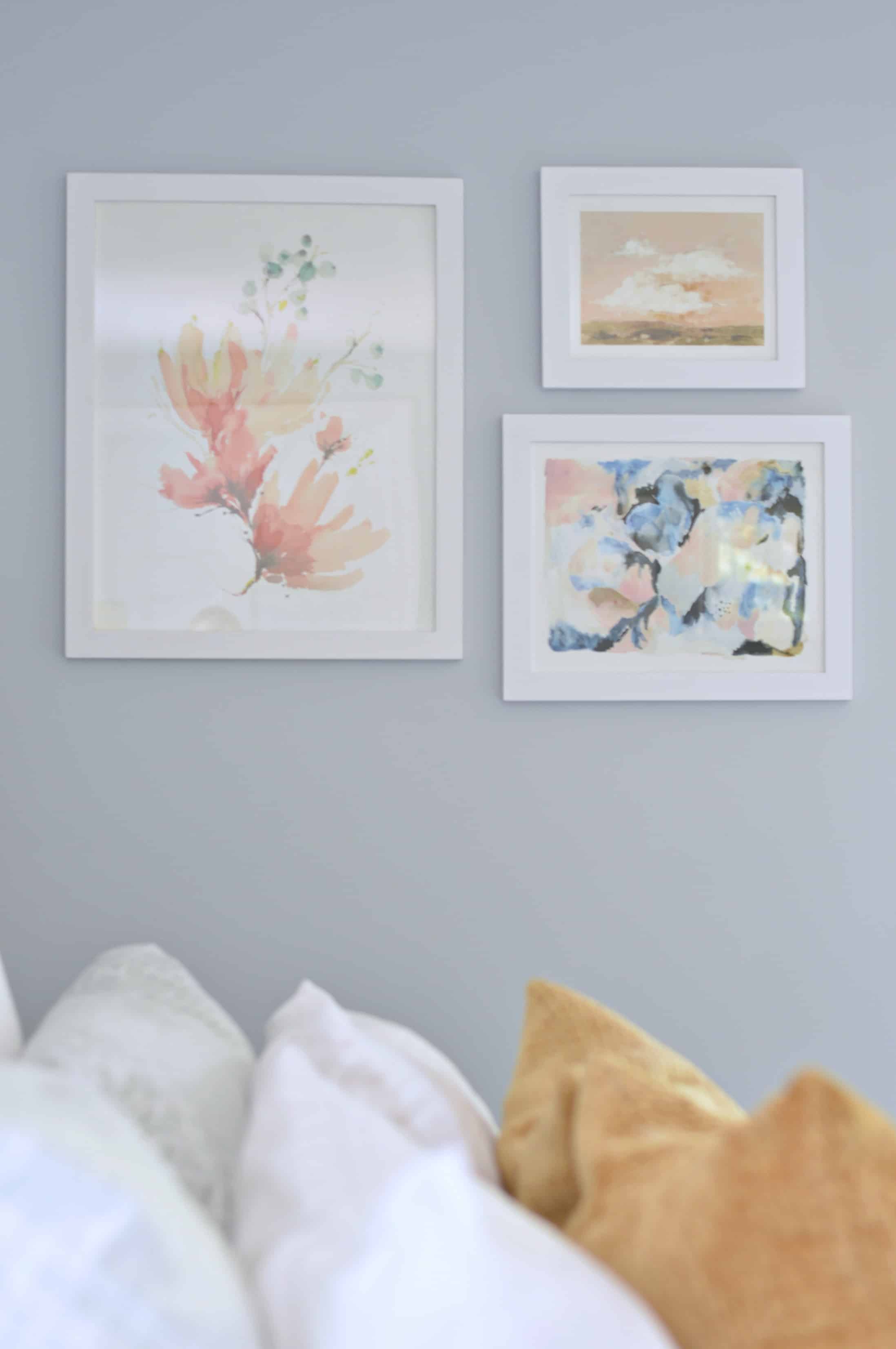 Beautiful wall art with pops of pink and blue from Minted.com