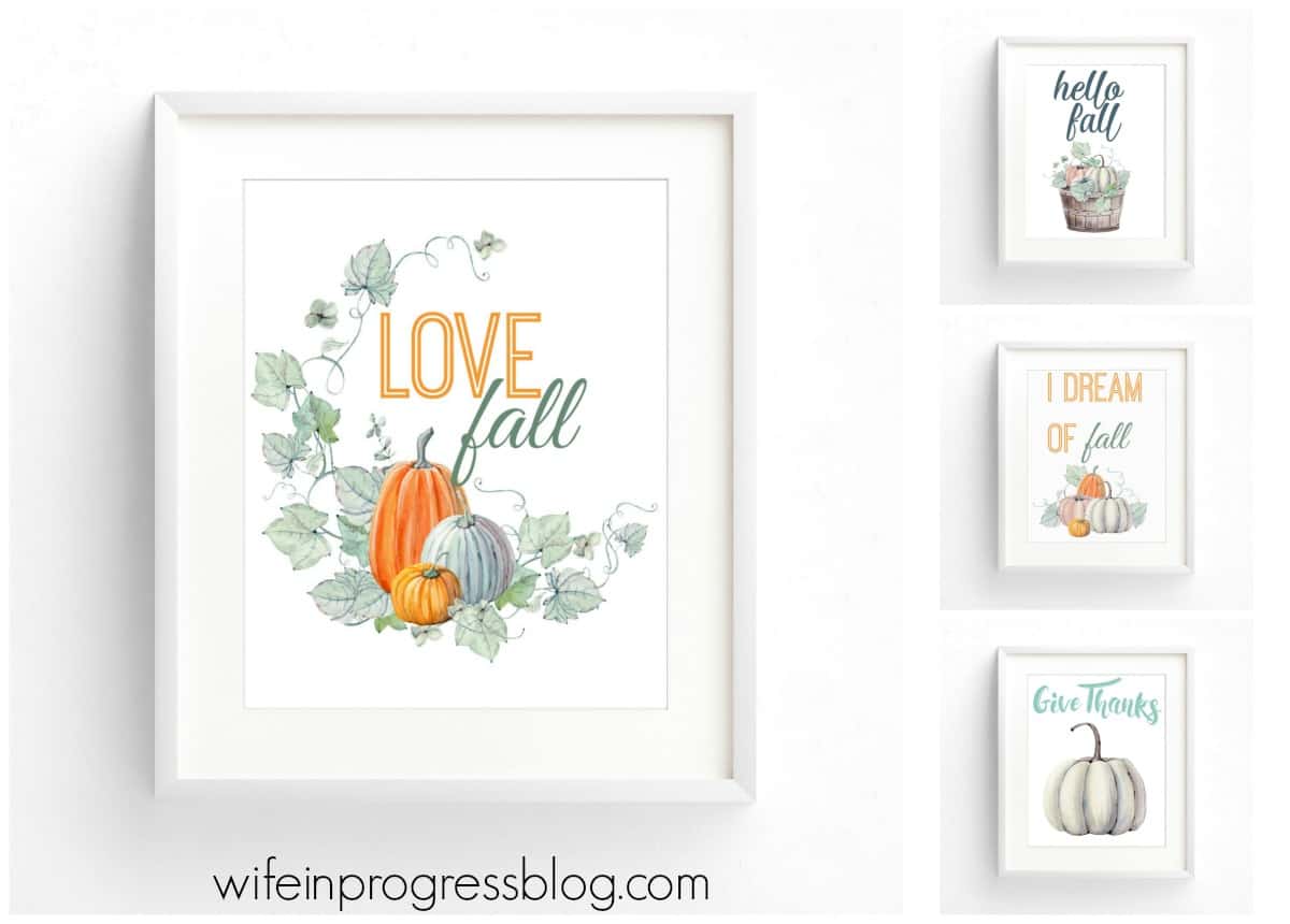 FREE fall printables for you to download and print! Just pop them in a frame for easy and beautiful autumn decor!