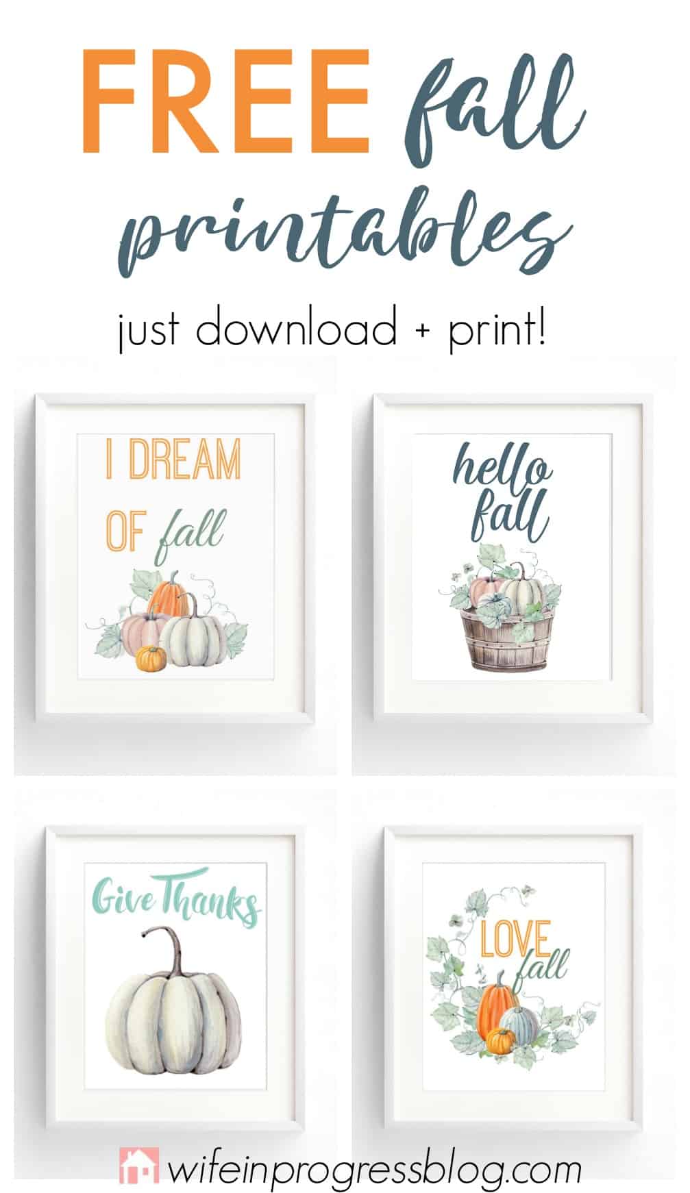 FREE fall printables for you to download and print! Just pop them in a frame for easy and beautiful autumn decor!