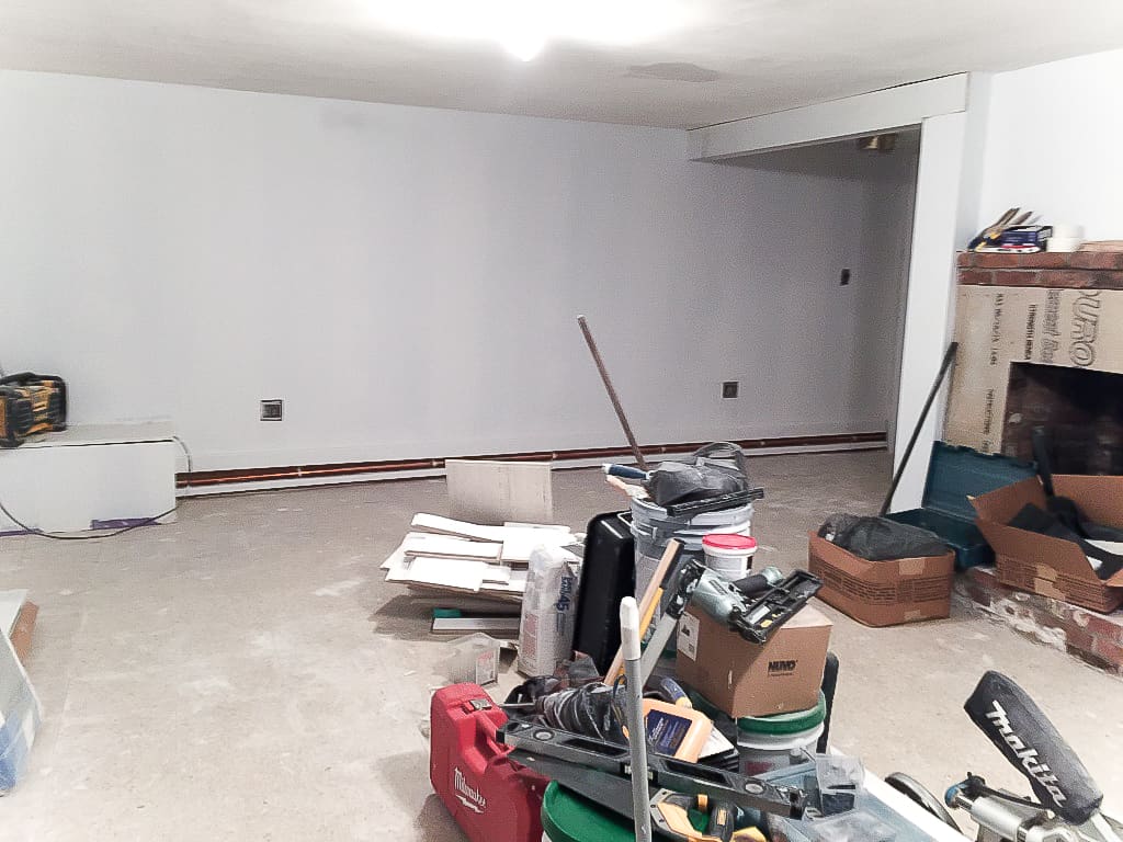 A photo of our basement at the beginning stages of renovation.