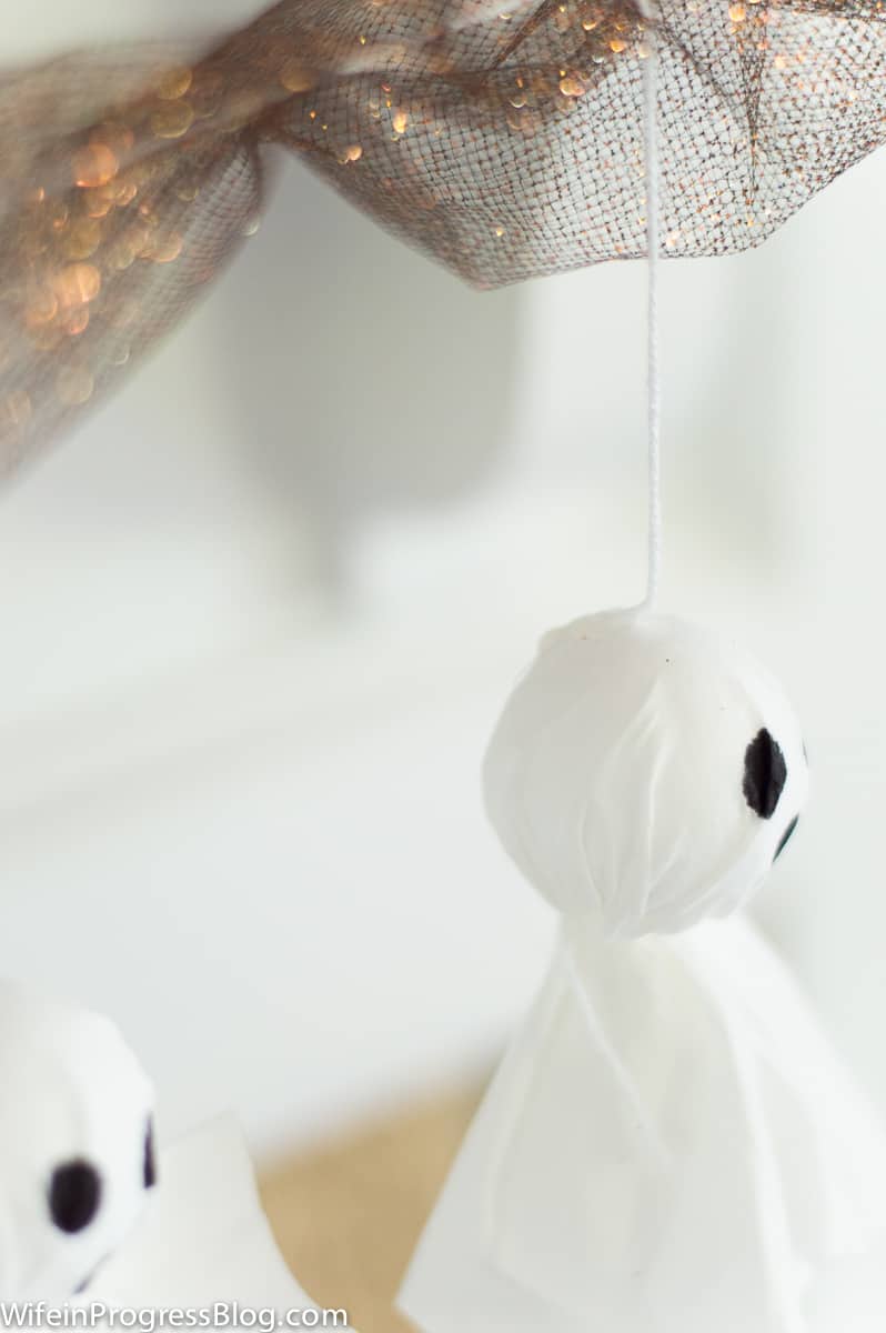 The side of a tissue ghost, once attached to the tulle garland