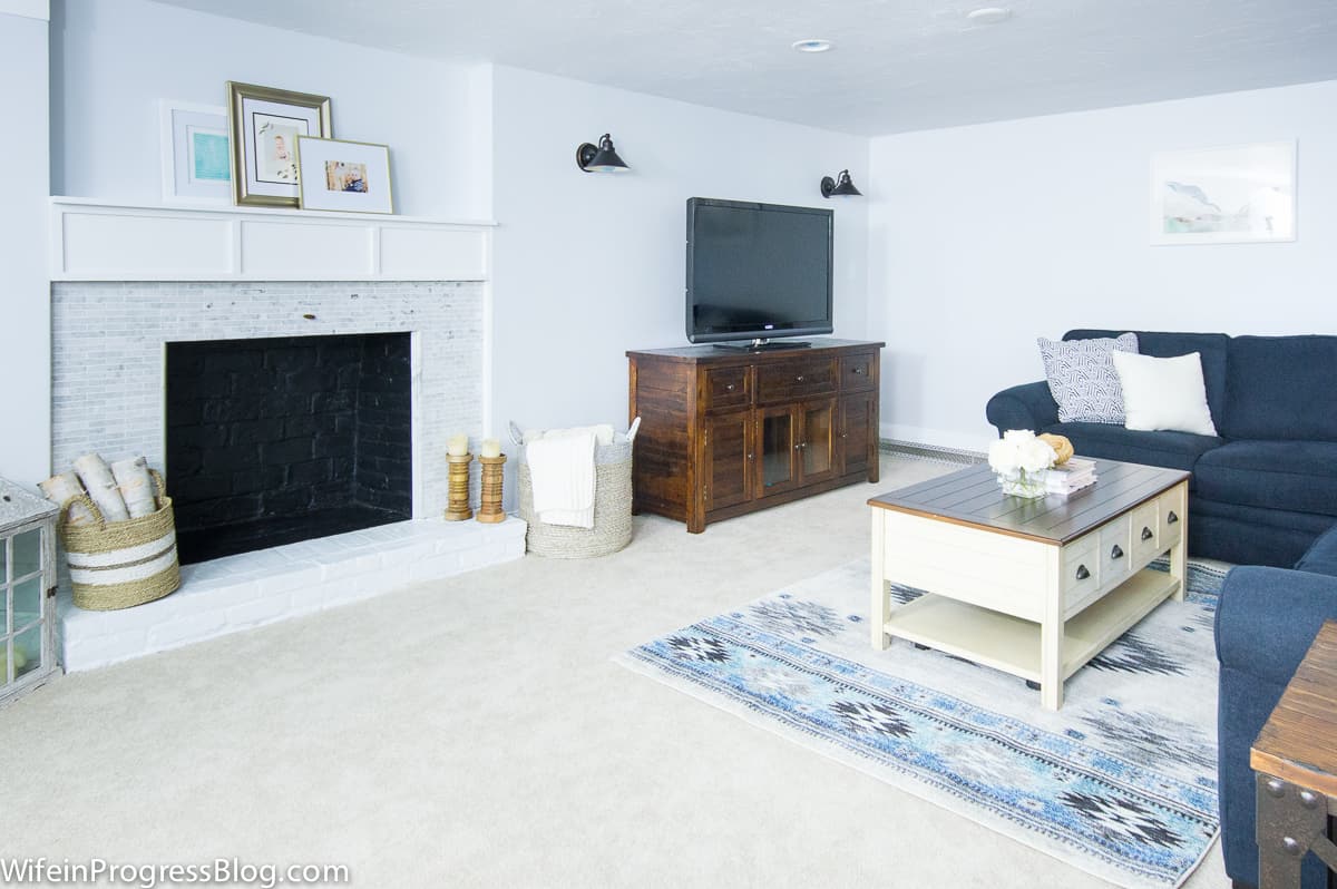 Basement remodeling in your future? This blog post features lots of images of this beautifully light and bright basement family room