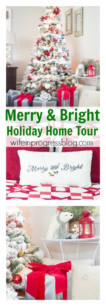 Christmas Home Tour 2016 - Decorating with white and red. Lots of Christmas decorating inspiration.