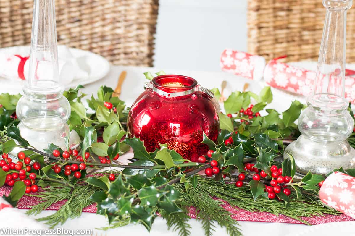 Holly is the perfect festive touch for Christmas table decorations