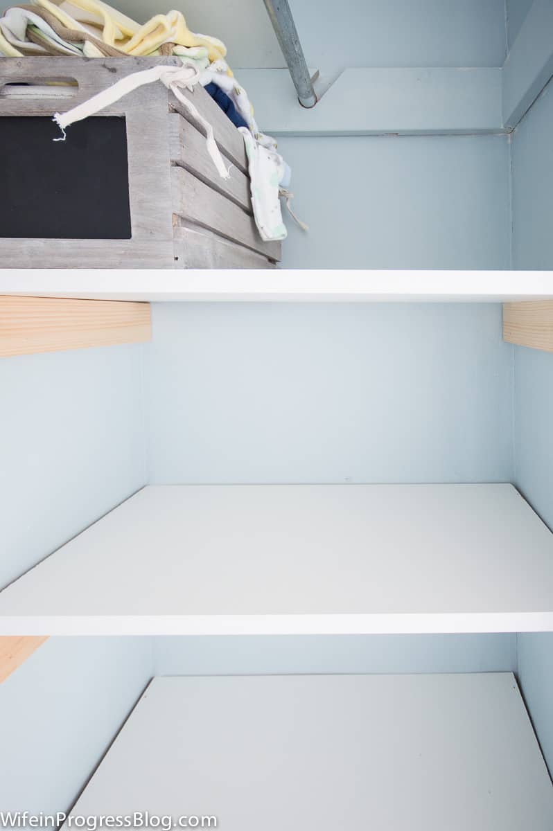 These shelves are really easy to make and take no time to install