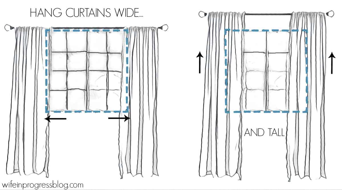 How to Hang Curtains: Wide and Tall is what you need to remember!