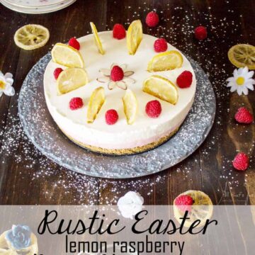 Rustic Easter Lemon Raspberry Rare Cheesecake by All that's Jas