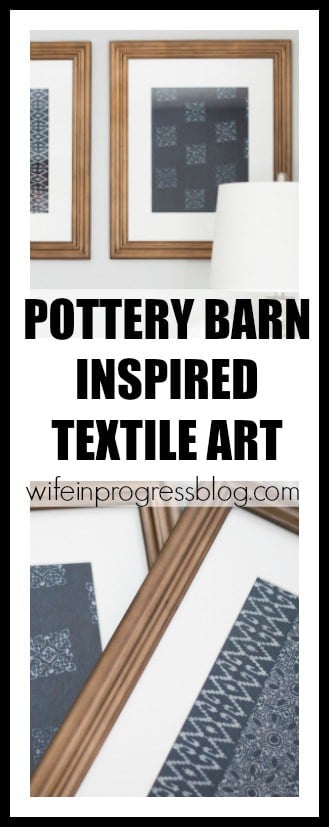 Pottery Barn inspired blue textile art