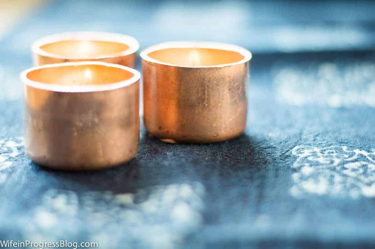 copper tea light holder