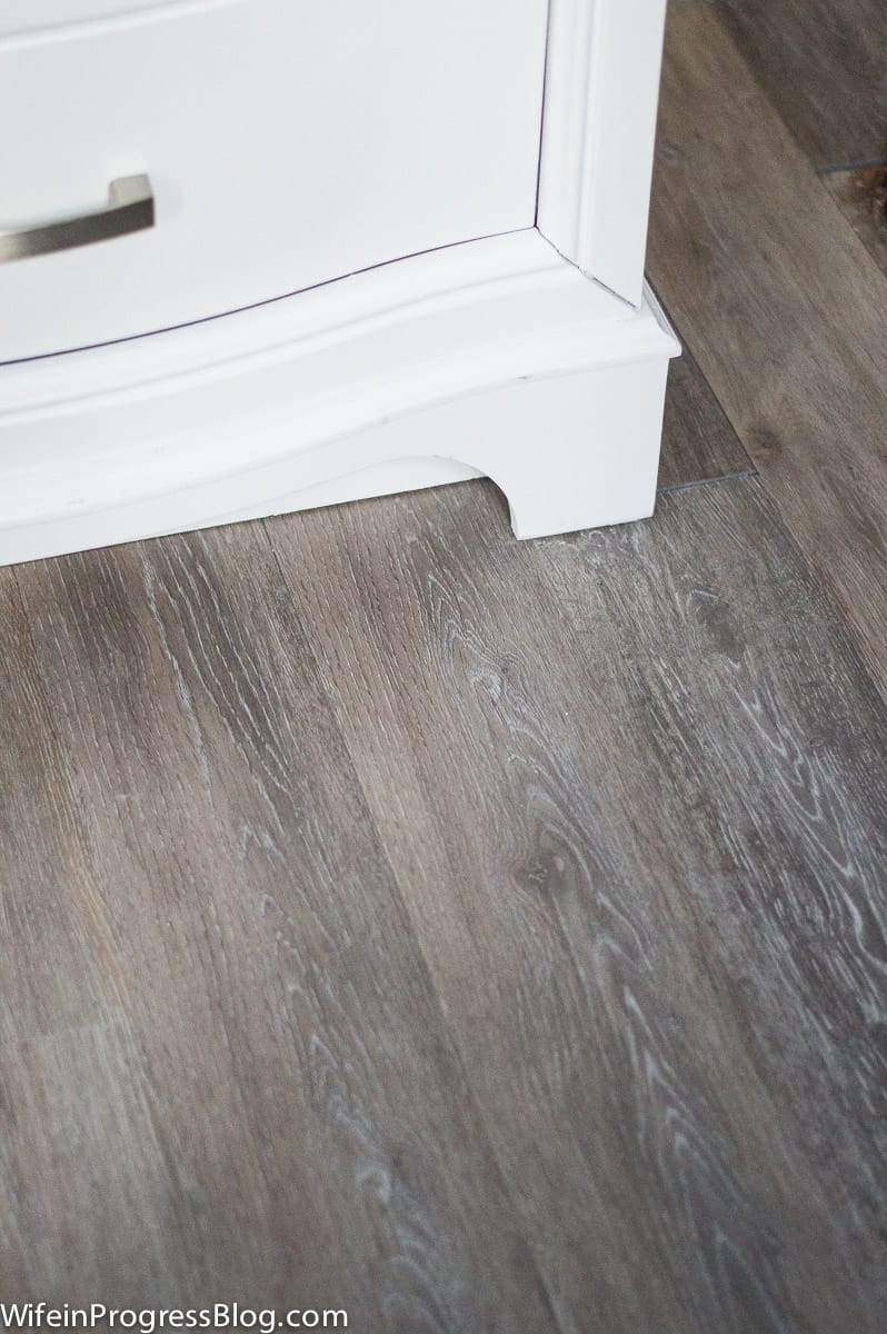 LVP flooring in a small bathroom