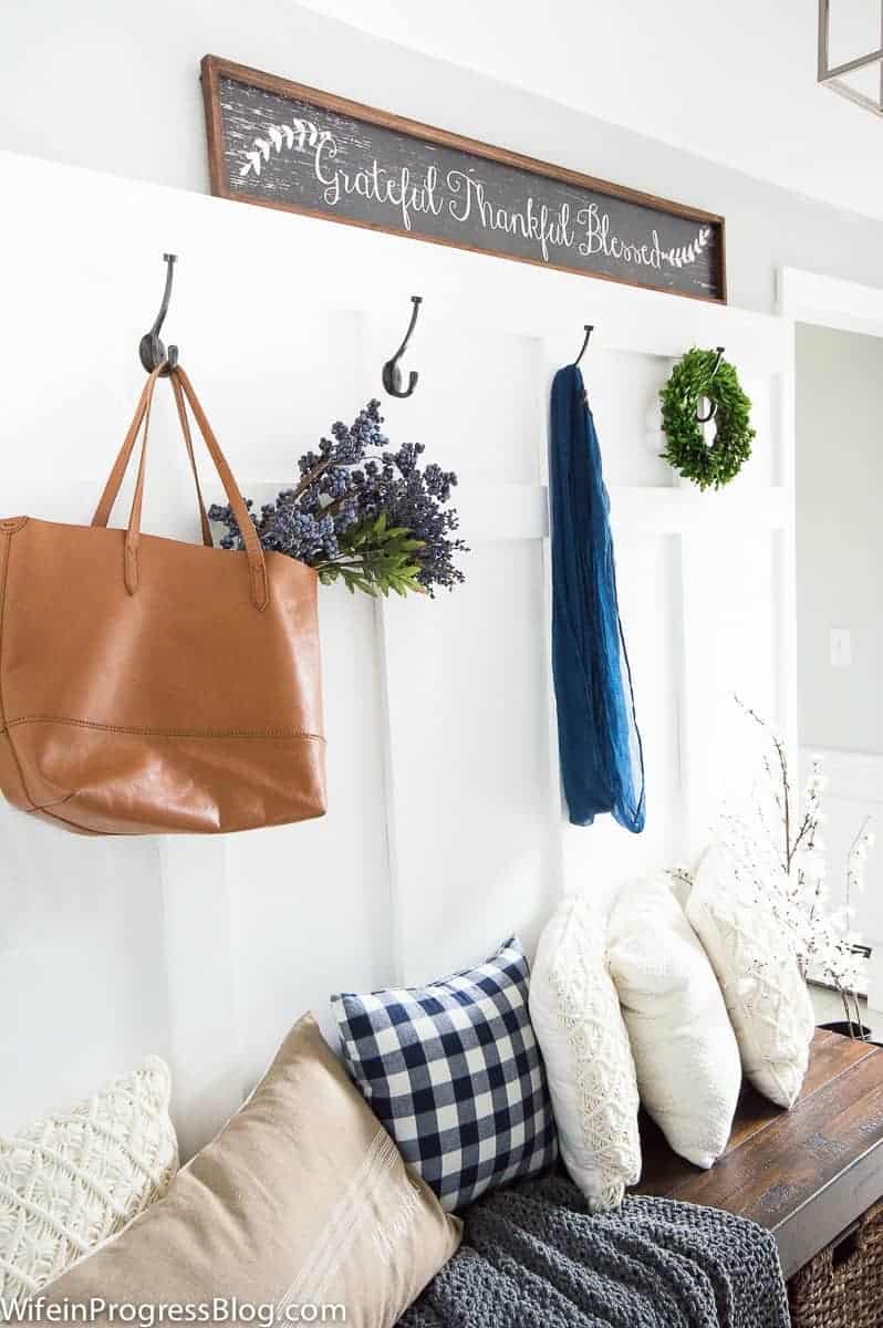Add a board and batten treatment to the wall of an entryway