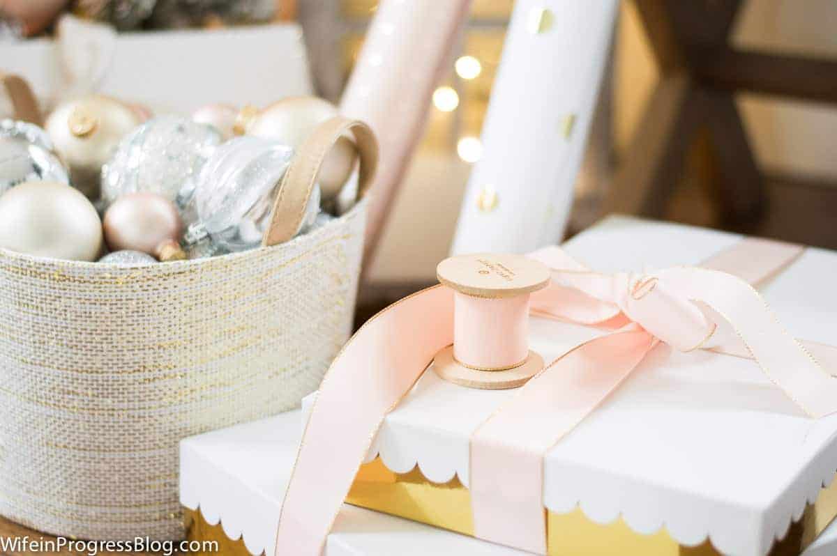 Pink gift wrapping ribbon