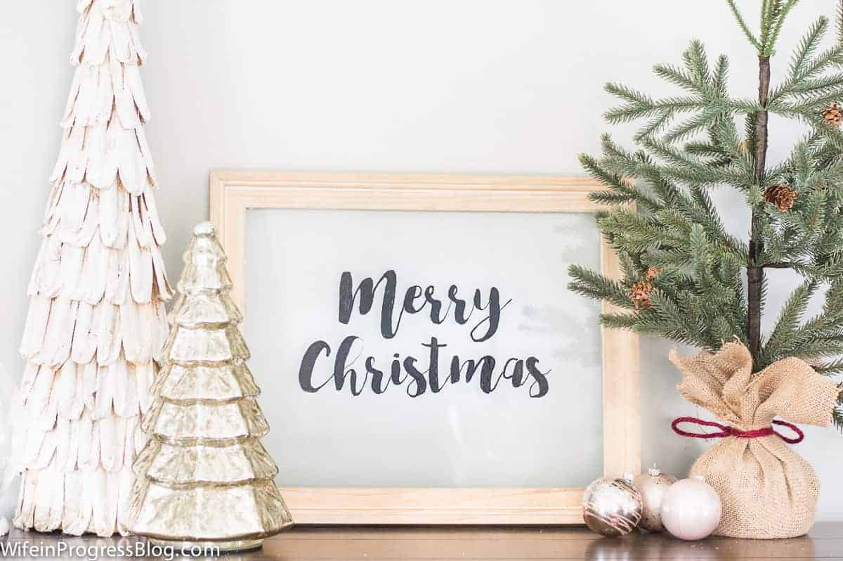 DIY Farmhouse Style Glass Christmas Sign