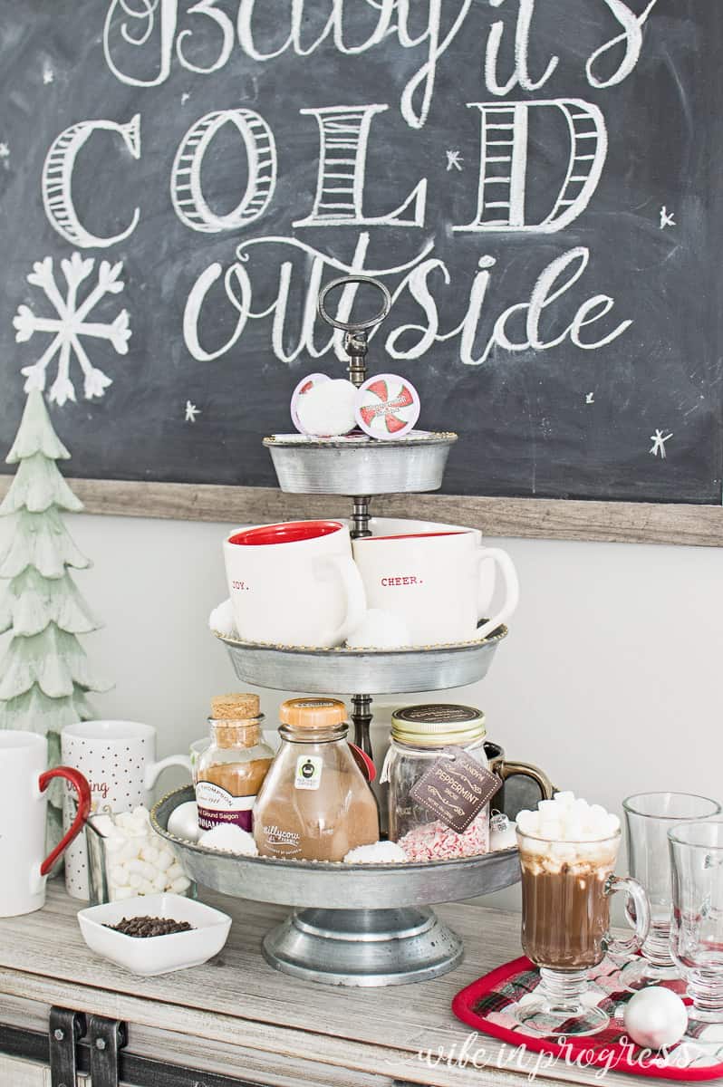 A quick setup for a last minute hot chocolate bar for Christmas
