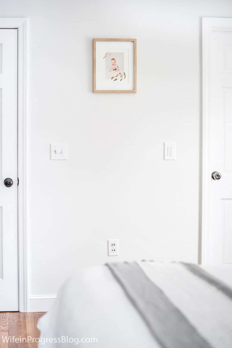 The perfect light gray paint color for a small bedroom is Benjamin Moore Paper White