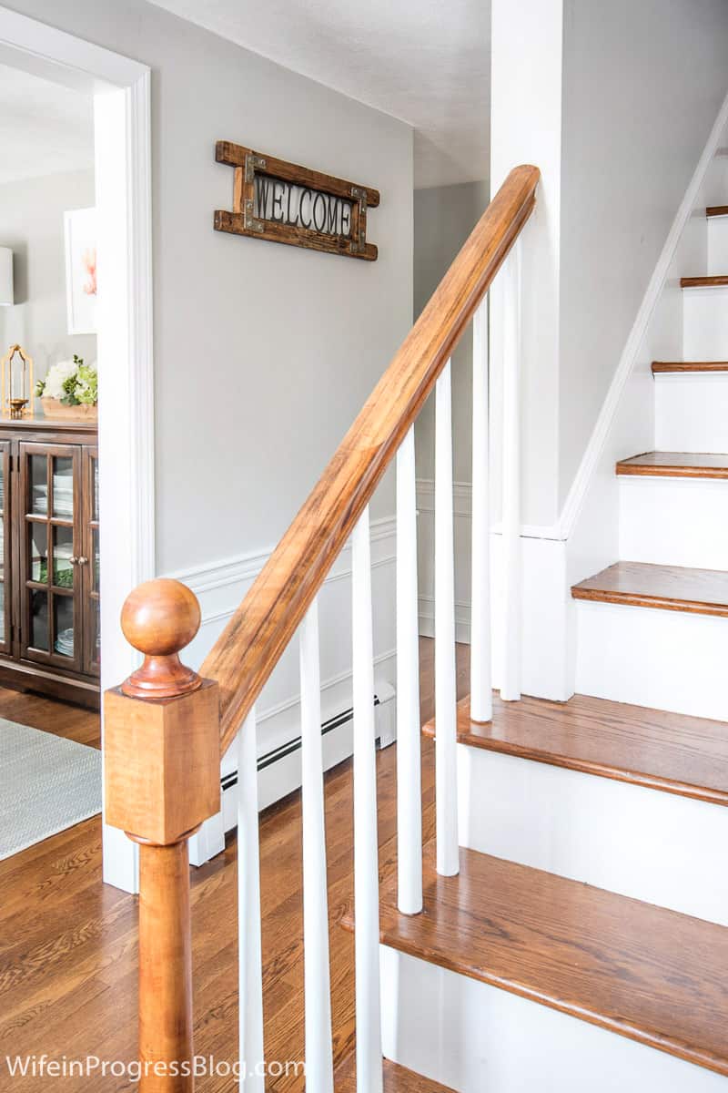 pale oak paint with honey oak cabinets