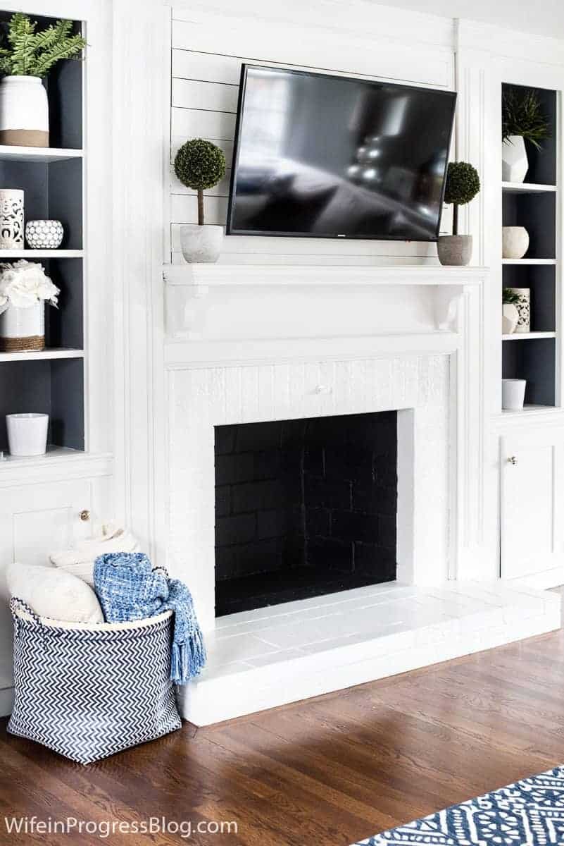 how to paint a brick fireplace white tutorial