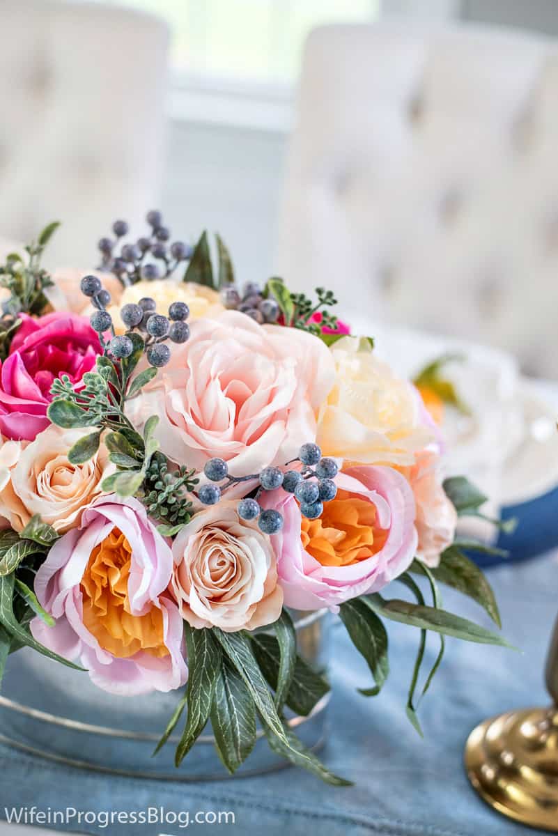 Pretty Mother's Day Luncheon Centerpiece floral arrangement