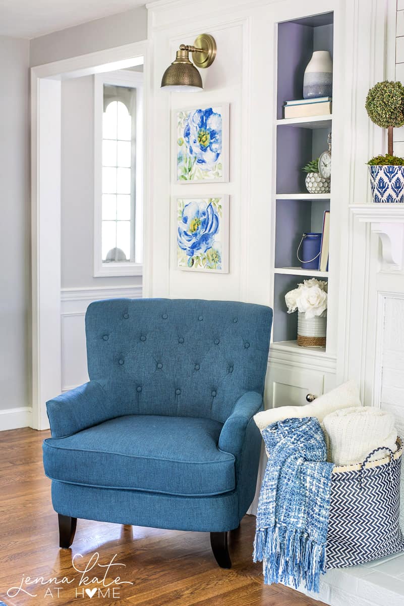 navy blue living room accent chair