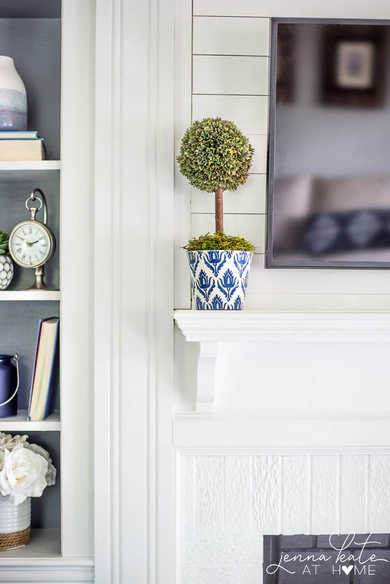 Navy blue and white plant pots
