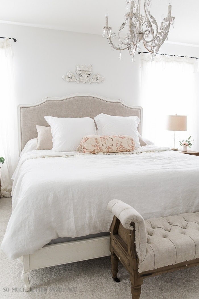 Make a bedroom look bigger and brighter with light paint colors