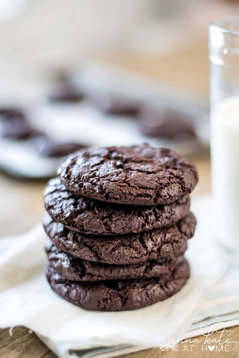 Paleo friendly soft baked chocolate cookies made with no sugar, no flour and no dairy