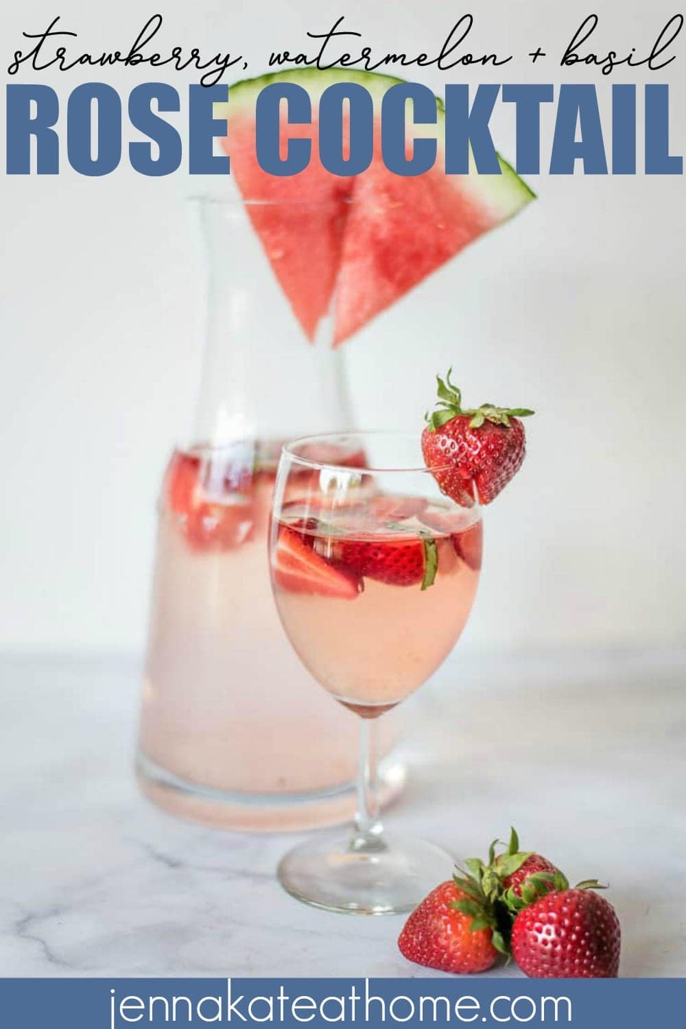 This simple rosé cocktail is the perfect summer sip. With the delicate flavors of strawberry, watermelon and a hint of basil, you'll be tempted to keep the entire pitcher for yourself!