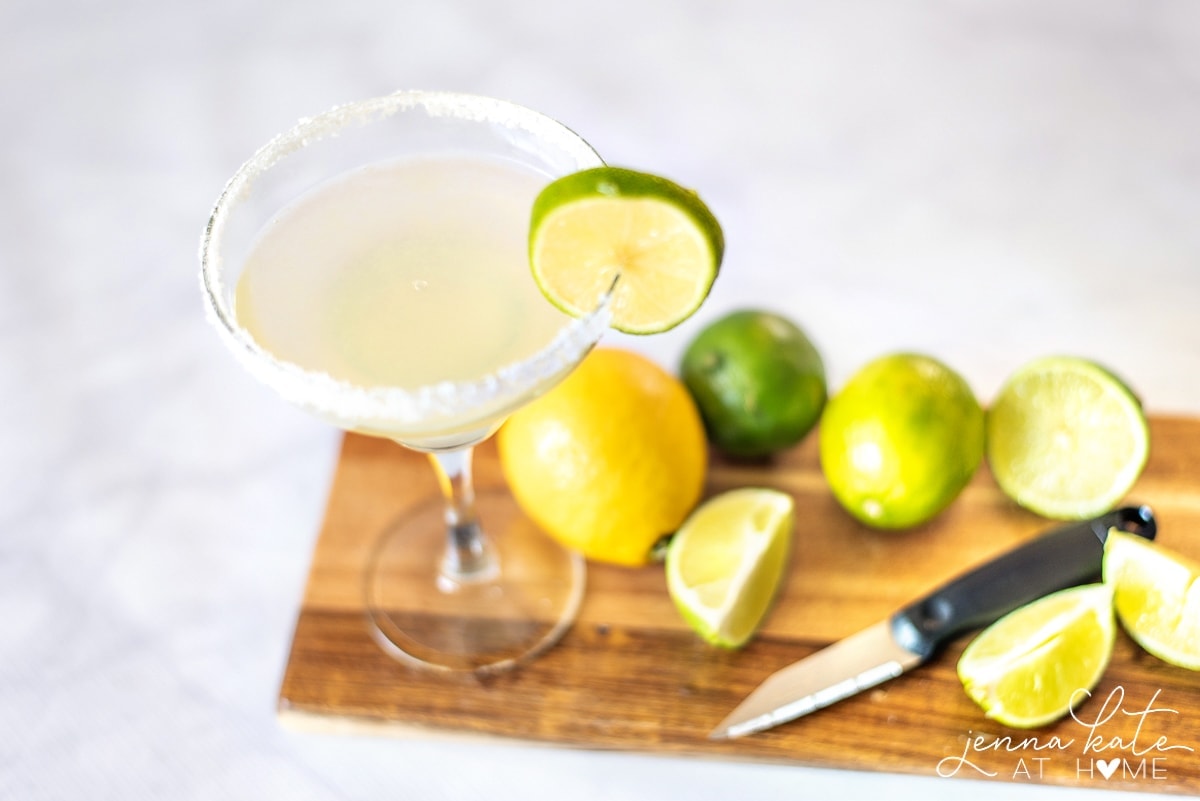 Margarita mix from scratch in a salt rimmed glass