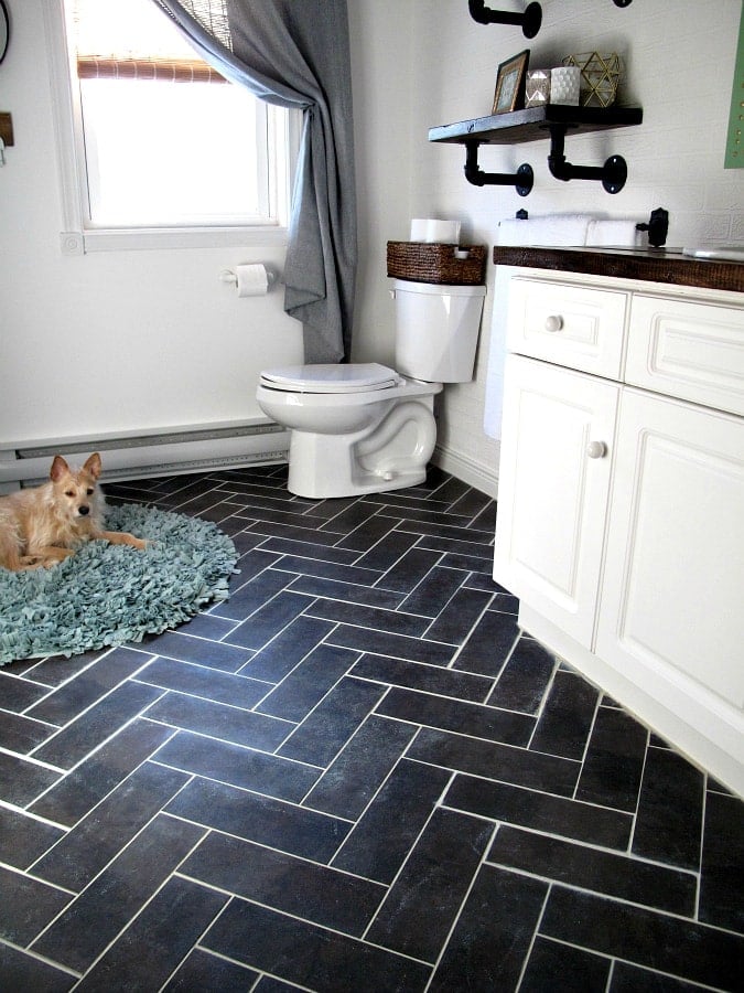 Peel and stick herringbone tile floors