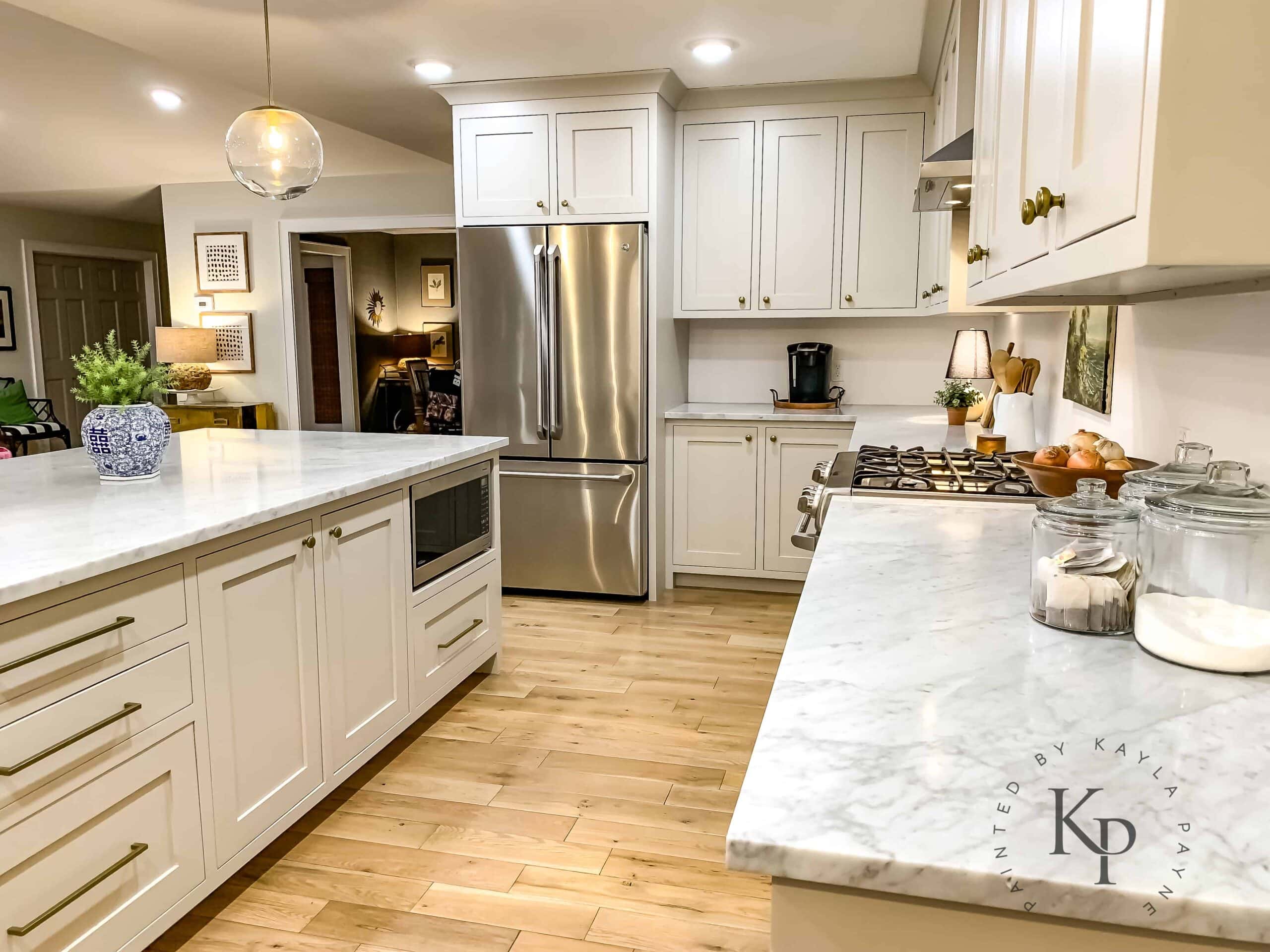 Kitchen cabinets painted with revere pewter