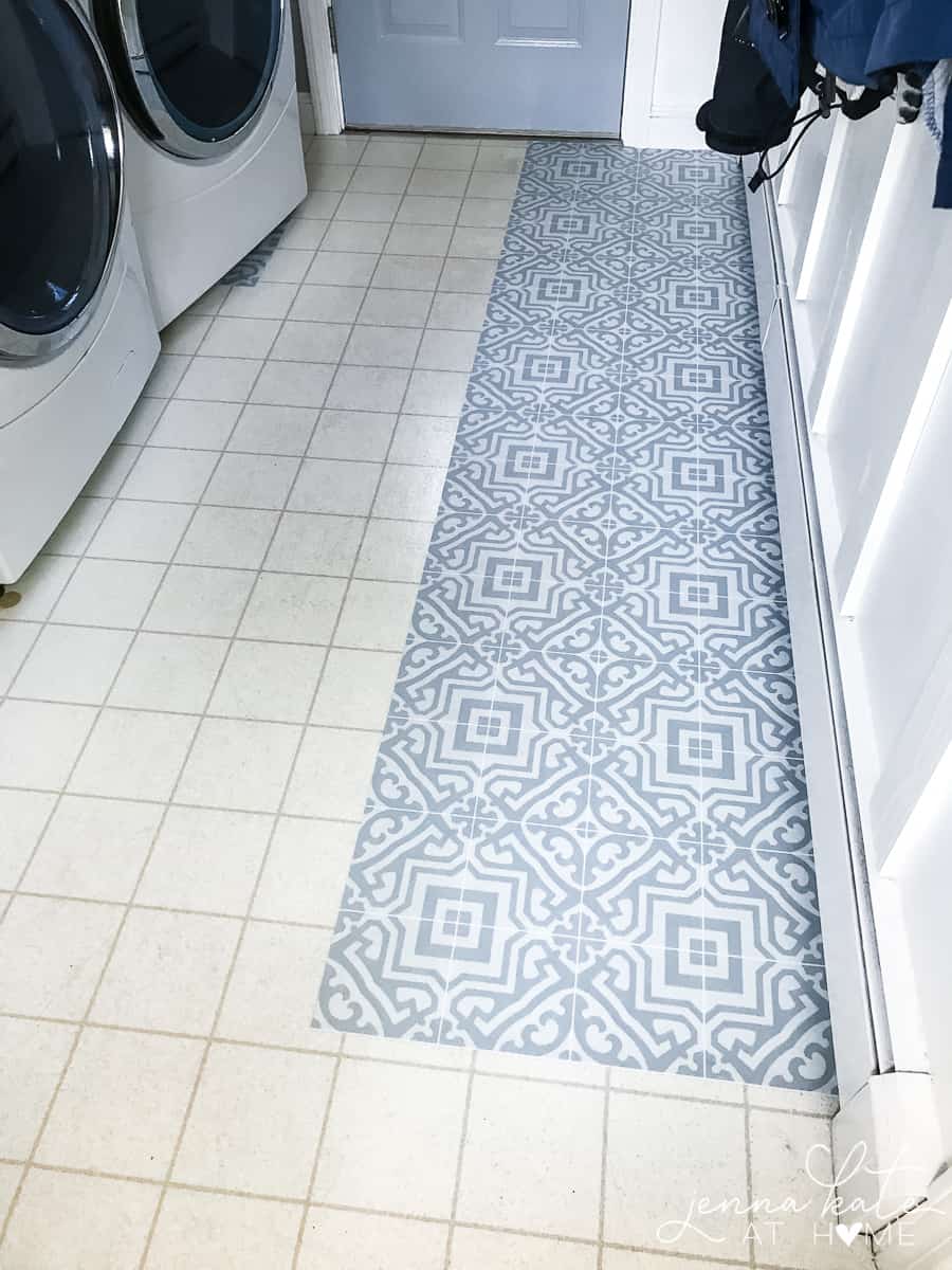 Vinyl floor stickers are perfect for kitchens, bathrooms and laundry rooms. These ones come in a sheet so they are durable and waterproof.
