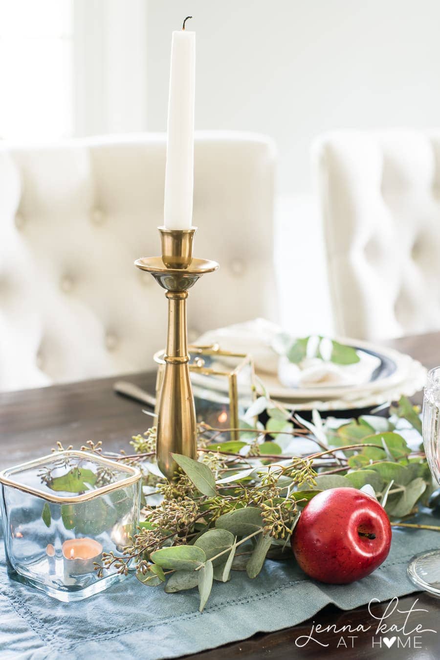 Apples and eucalyptus is a simple combination for natural fall decorating