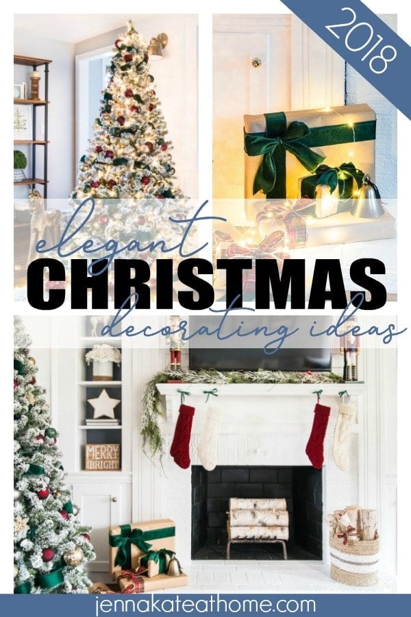 Elegant Christmas tree decorating ideas for 2018. Take traditional colors and new spin with green velvet ribbon and burgundy ornaments.