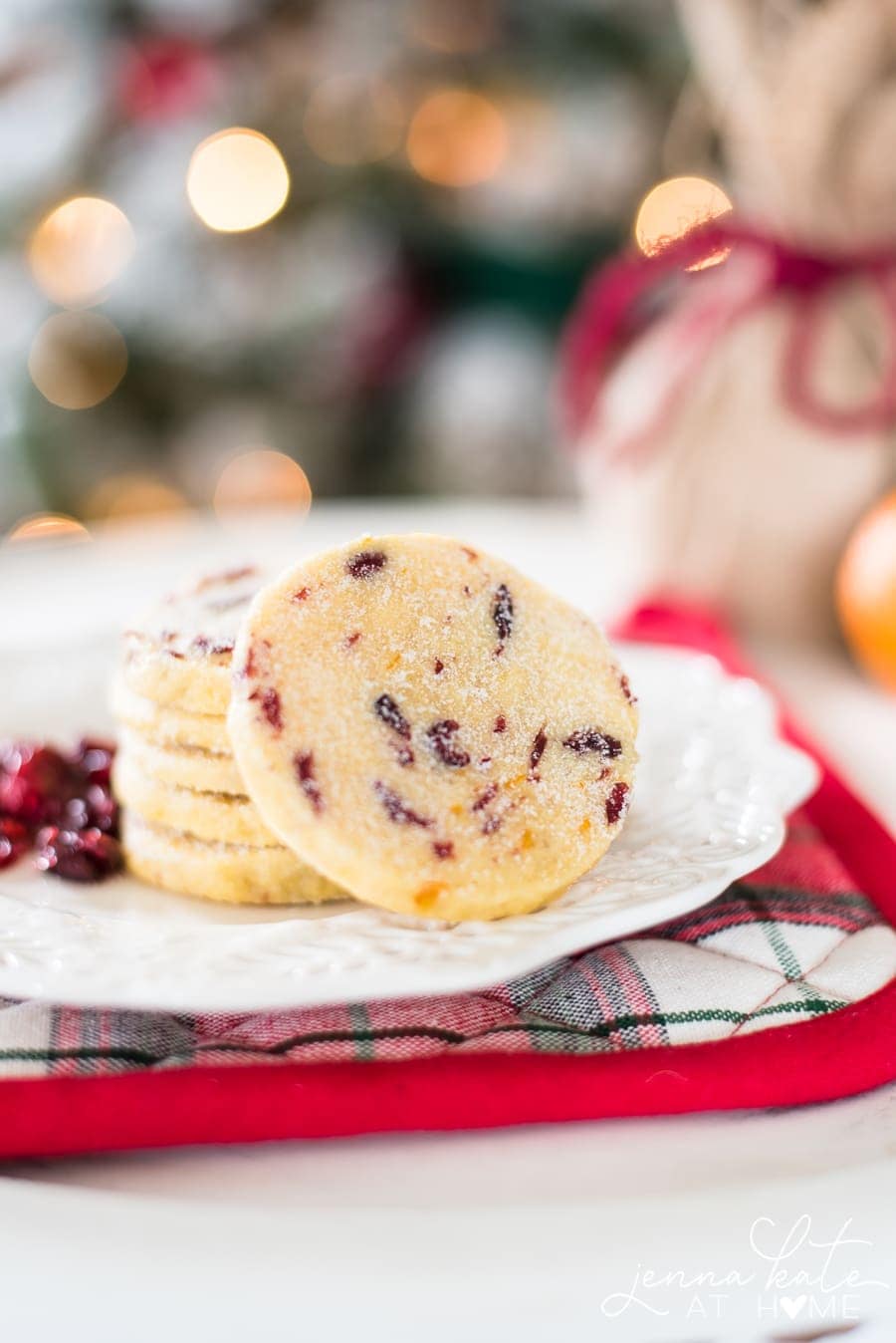 Easy Christmas recipe for cranberry orange shortbread cookies