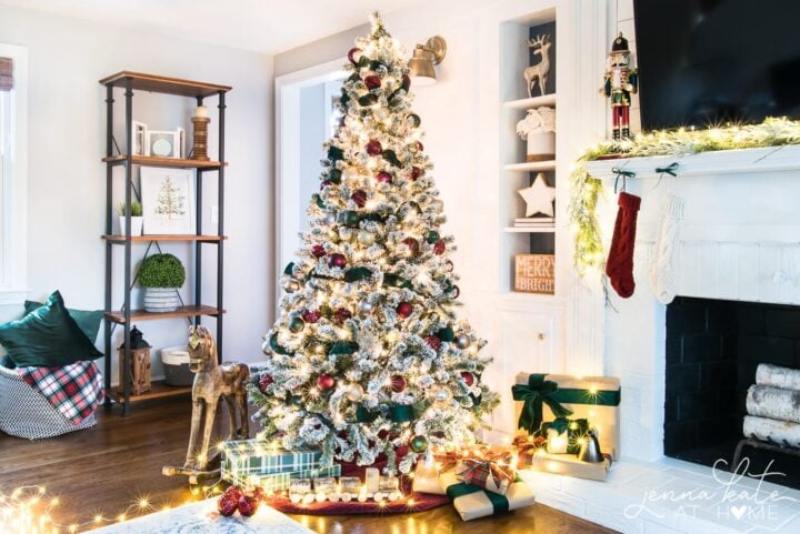 The Best Dark Red and Green Christmas Tree Decor - Jenna Kate at Home