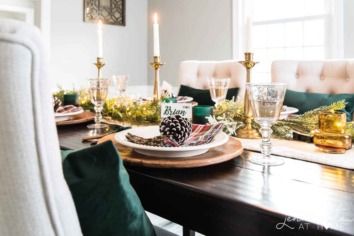Simple and elegant traditional Christmas place settings
