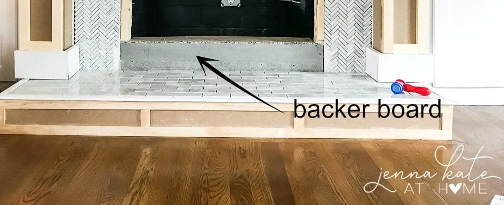 Picture tutorial how to tile over brick fireplace surround